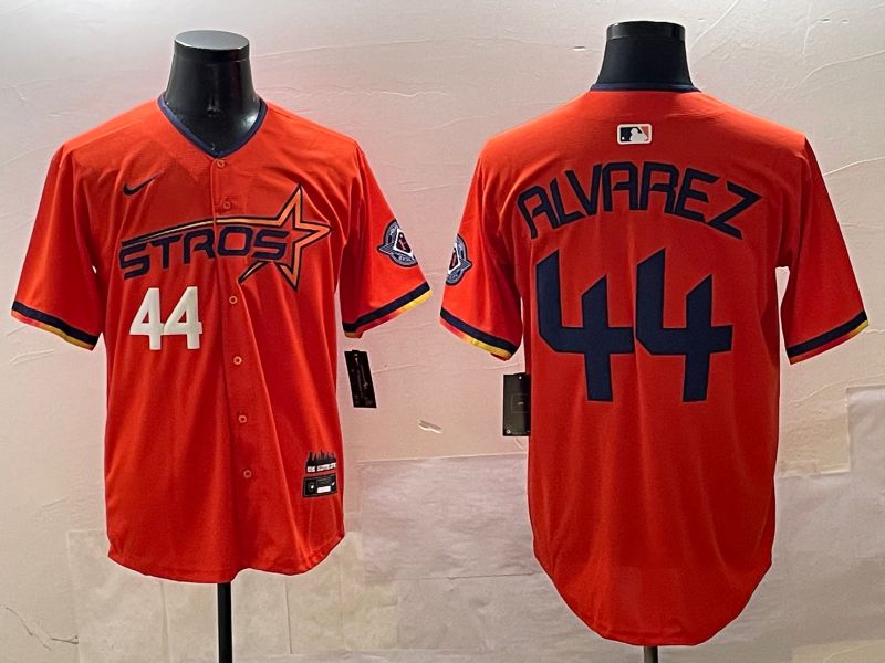 Men Houston Astros #44 Alvarez Orange Three generations Joint Name 2025 Nike MLB Jersey style 5
